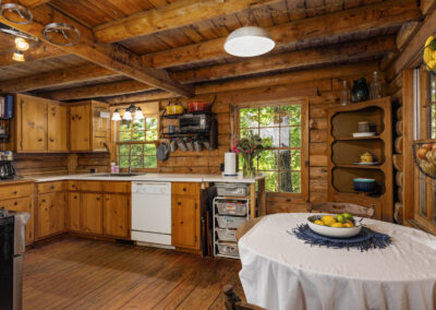 Cozy log cabin kitchen real estate photograph in Landrum, SC