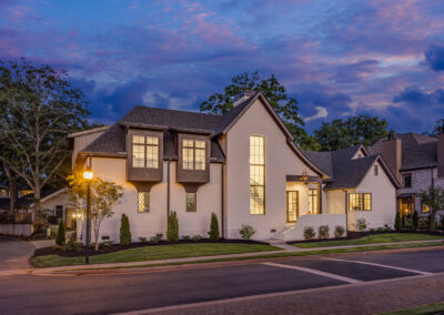 Twilight luxury custom built home photograph in Greenville, SC