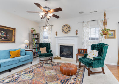 Bohemian, colorful living room photo in Greenville, SC