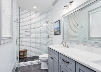 Clean, bright subway tiled bathroom photography in Greenville, SC